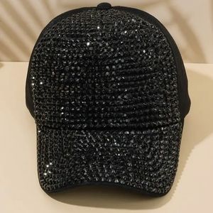 Black Rhinestone Bling Cap